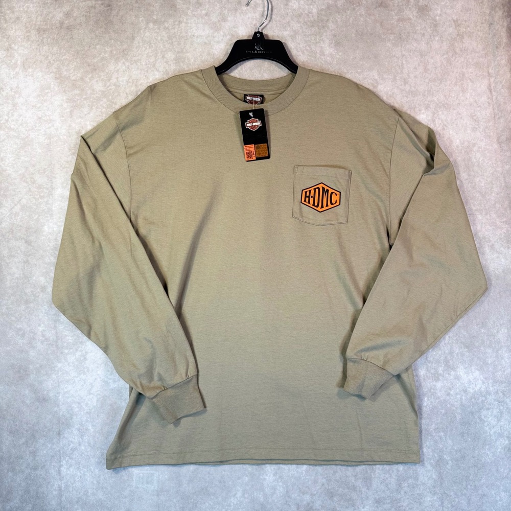 Harley Davidson T Shirt Men XL Tan Graphic Bigfoot Pigeon Forge Travel Biker LS